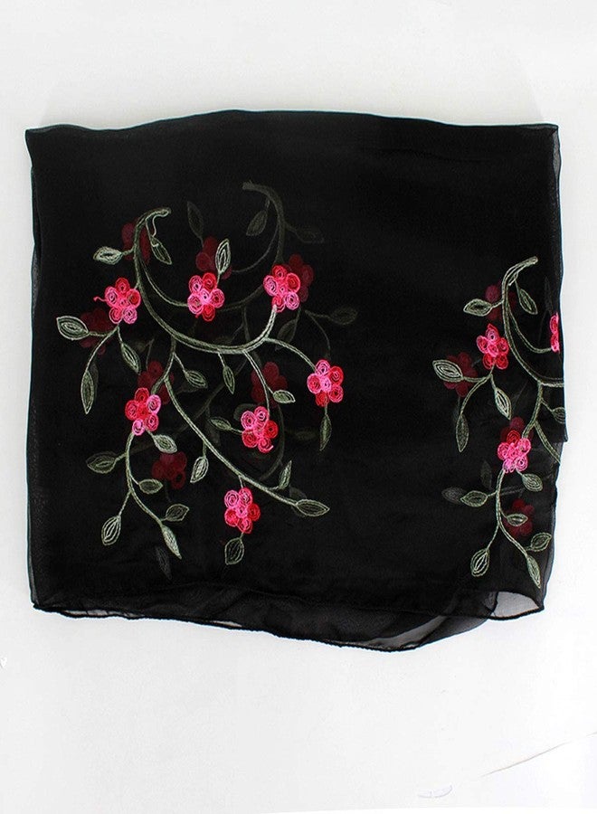 Minache Women Embroidery Chiffon Long Scarf Summer Fall Shawl Wrap Cover up - Image 5